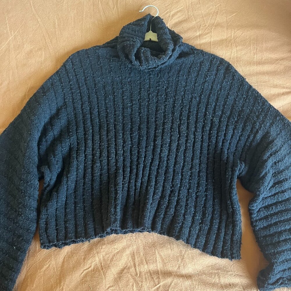 Stitch & Feather: Black Cropped Turtleneck Size M